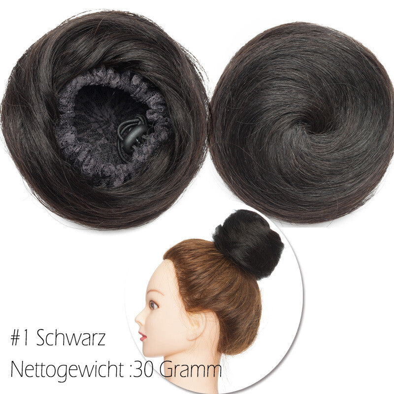 Clip-In Human Hair Bun Extensions Curly & Straight | Messy Hair Piece