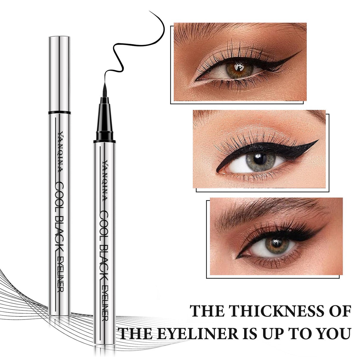 Liquid Eyeliner Pen Waterproof Black/Brown - Precise, Quick-Dry Makeup