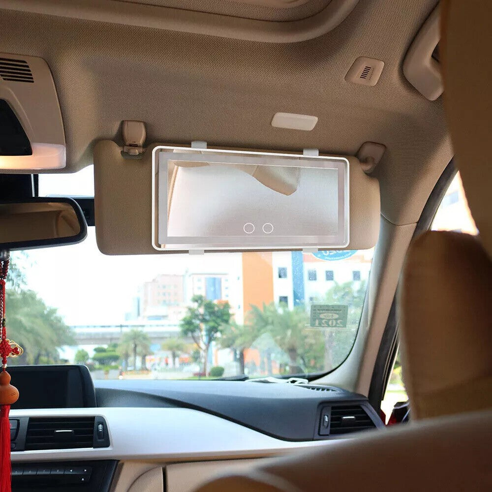 Car Sun Visor LED Vanity Mirror with Touch Control & Rechargeable Battery