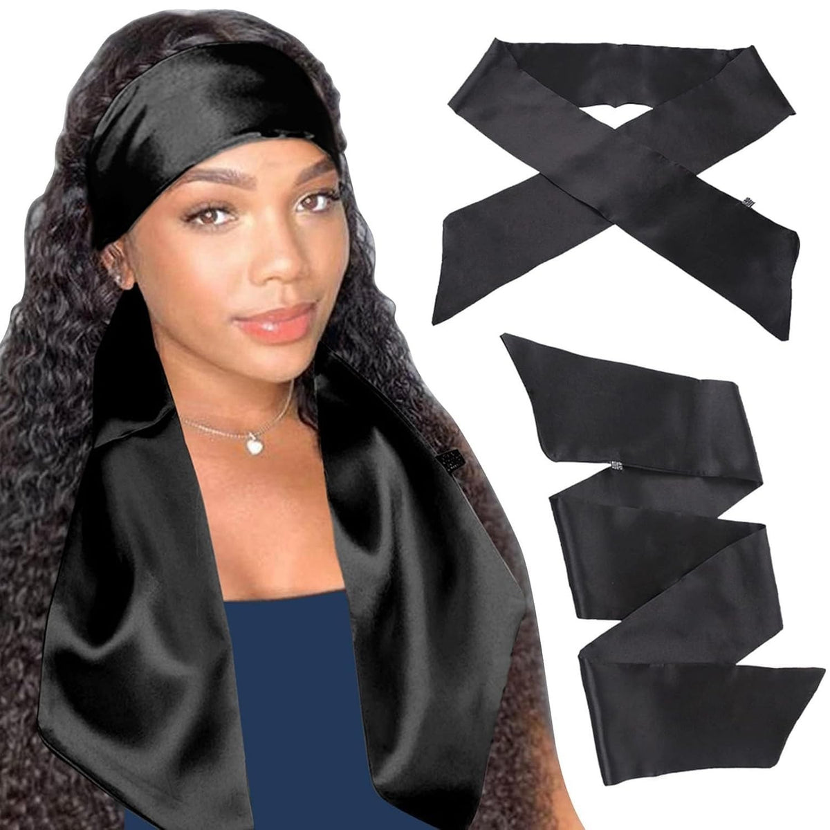 Women’s Satin Edge Hair Wrap - 56-Inch Non-Slip Head Scarf for Yoga & Makeup