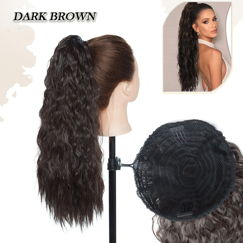 Drawstring Ponytail Hair Extension with Layered Wavy Texture - Thick & Natural-Looking