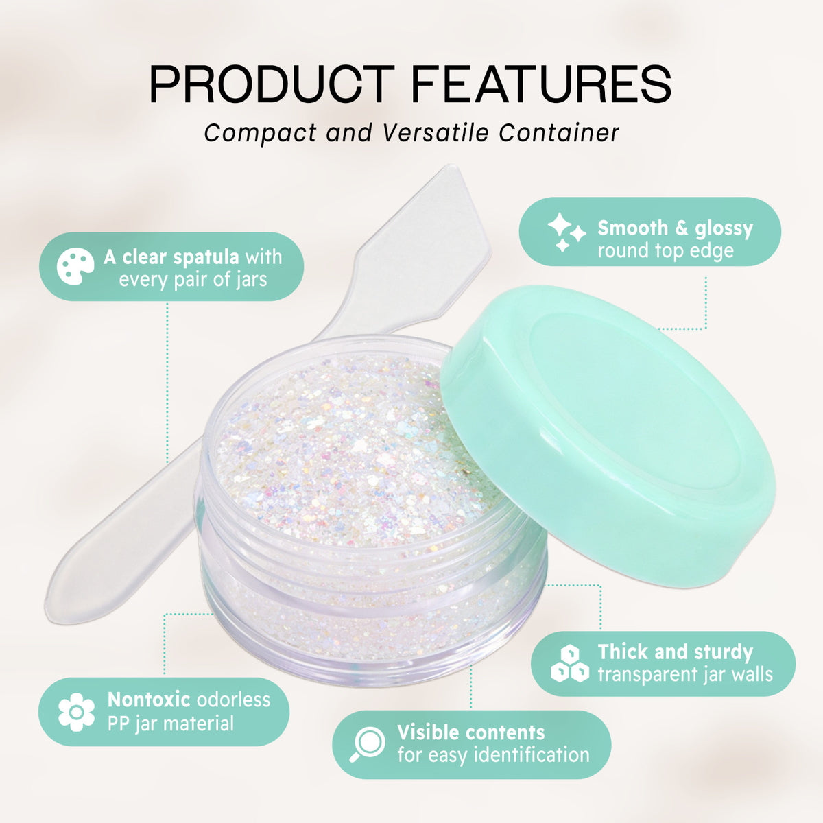 72PCS 10G Makeup Cream Cosmetic Sample Jars with Spatulas - Reusable Acrylic Containers