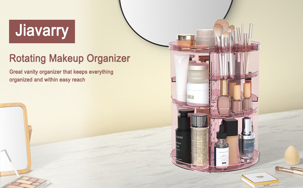 Rotating Makeup Organizer with Adjustable Layers and Silent 360° Spin