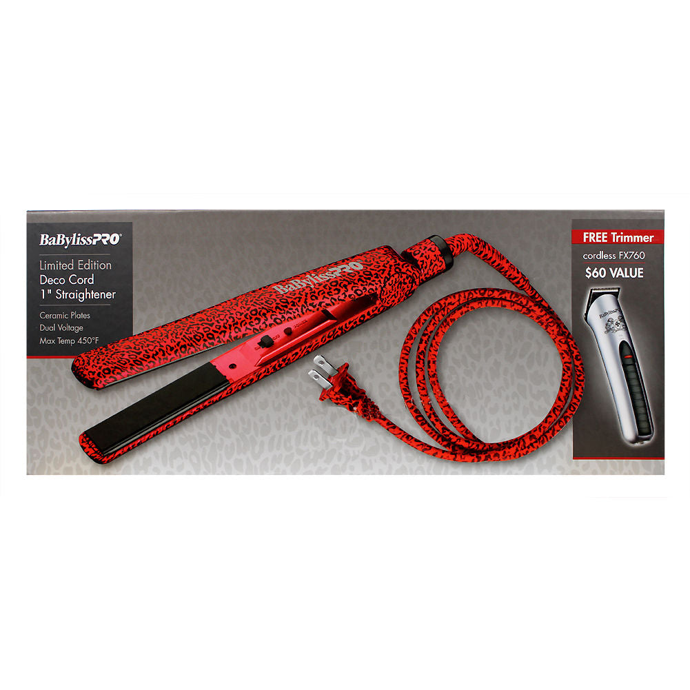 BaByliss Pro Limited Edition Deco Cord 1-Inch Flat Iron & FX760 Cordless Trimmer Set