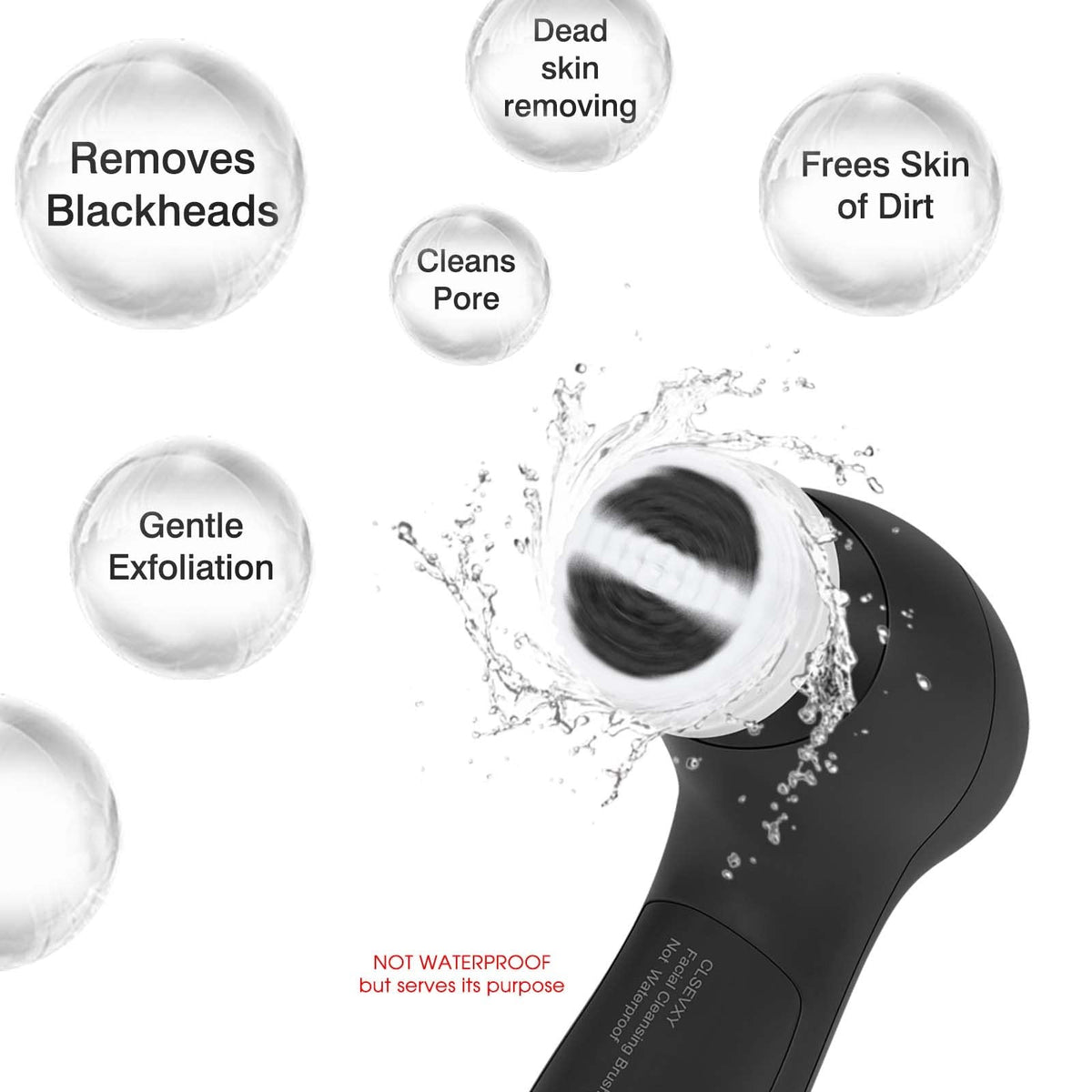 Facial Cleansing Brush Face Scrubber: CLSEVXY Electric 6 in 1, Black