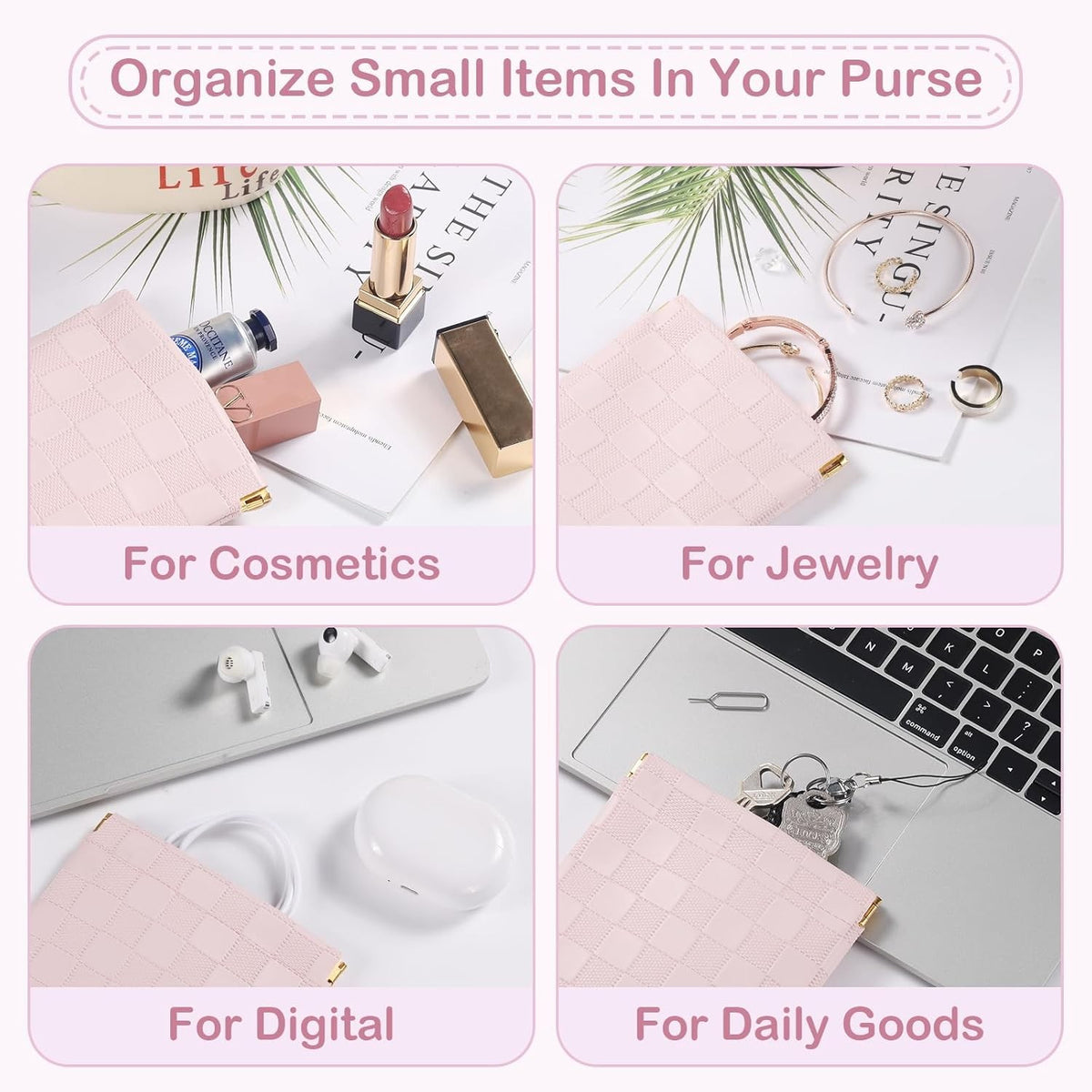 Mini Waterproof Makeup Bags Set - Small Purse Cosmetic Organizer for Travel