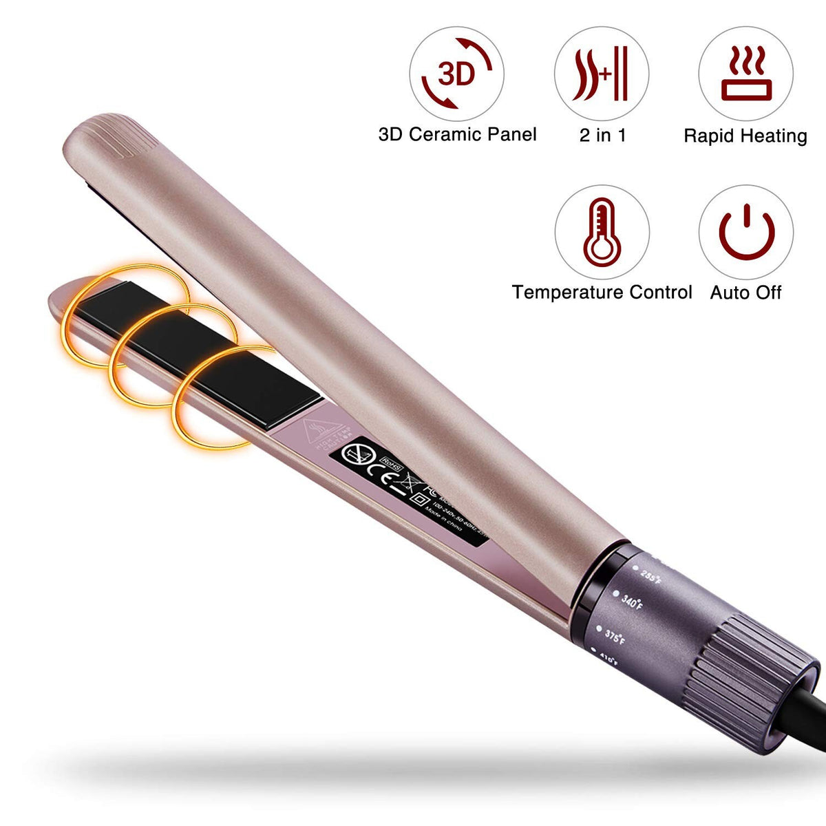 2-in-1 Hair Straightener Flat Iron with Travel Storage Bag - Professional Styling Tool