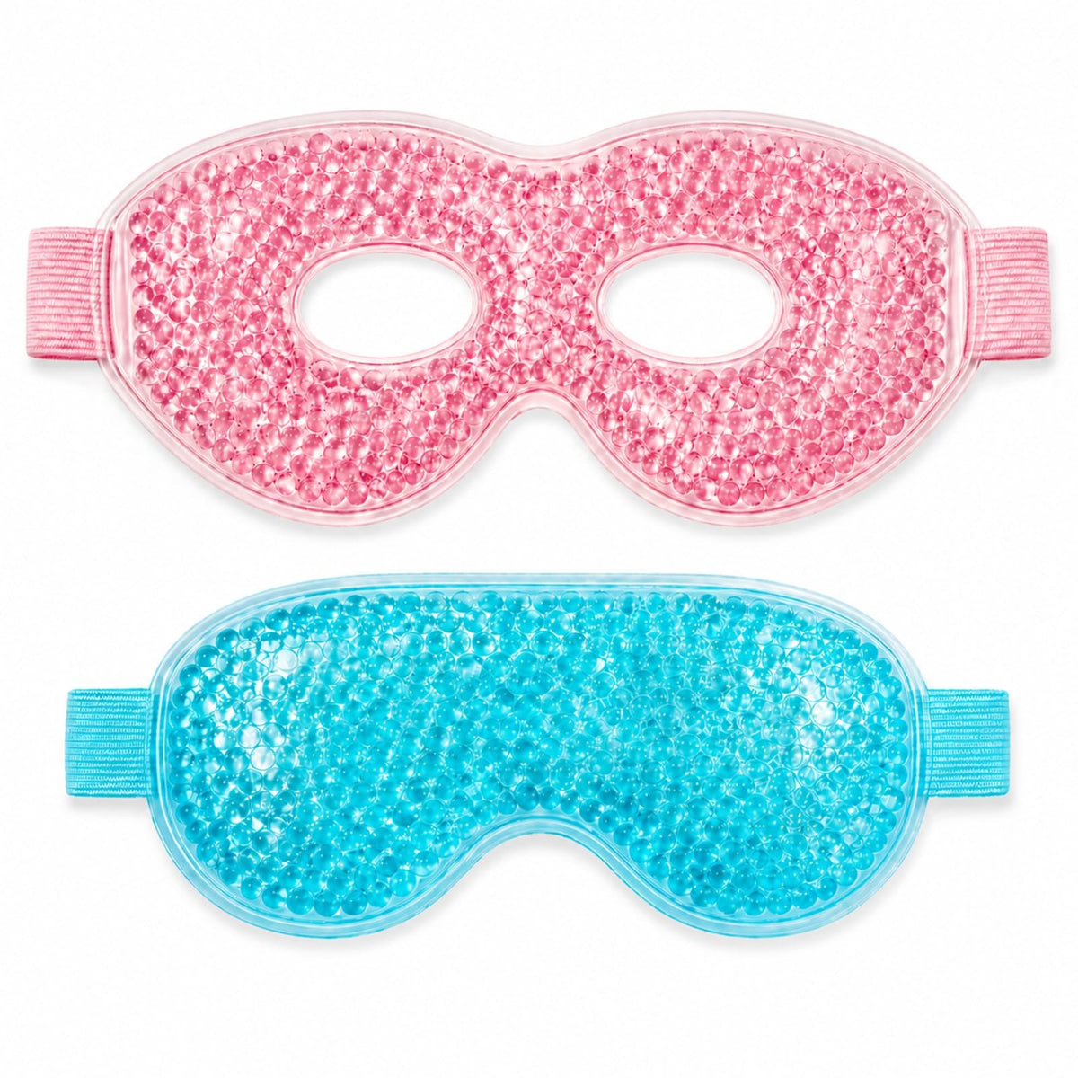 Cooling Gel Eye Mask Set for Puffy Eyes and Dark Circles - Reusable Blue & Pink