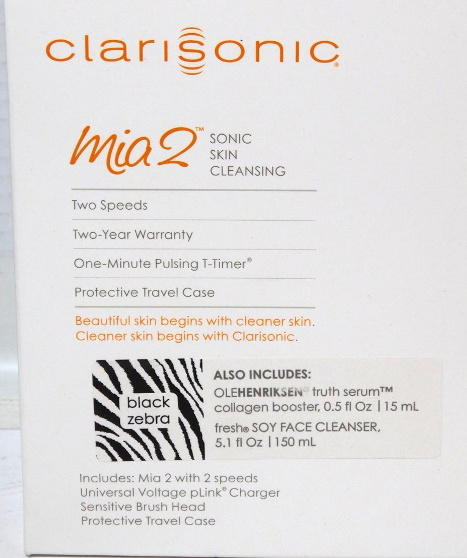 Sealed Clarisonic Mia 2 Sonic Facial Cleansing System Black Zebra
