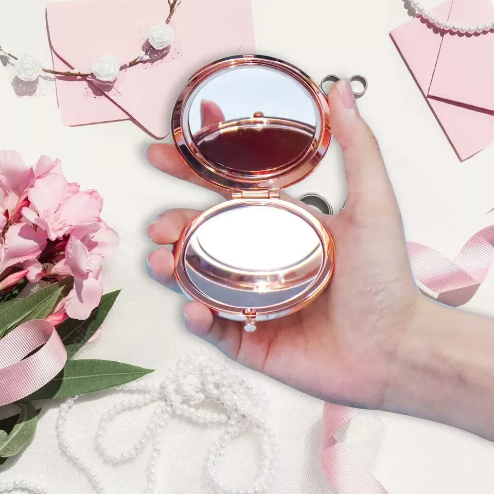 Rose Gold Compact Makeup Mirror - Wedding Gift for Wife, Love Your Husband
