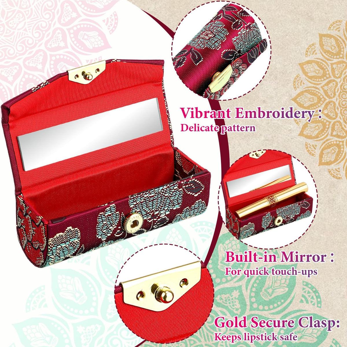 Set of 24 Lipstick Case Holders with Mirrors - Bulk Gift for Mother’s Day and Weddings