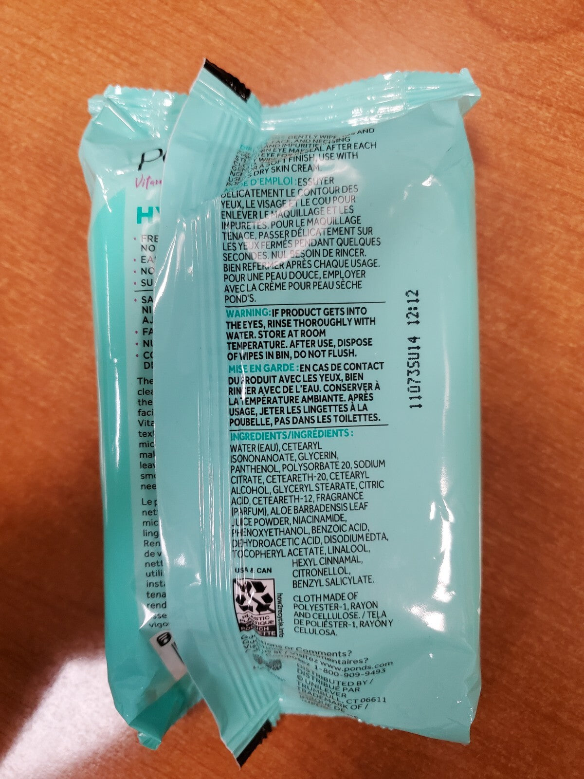 Pond's Vitamin Micellar Wipes Hydrate Aloe Vera – 6 Packs of 25