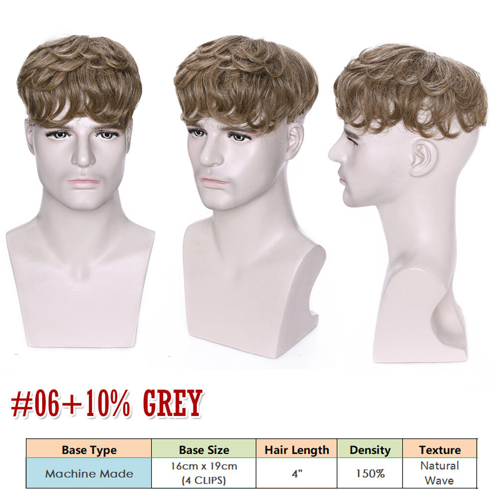 Men's Human Hair Toupee V Loop Hair Replacement System - Natural Look