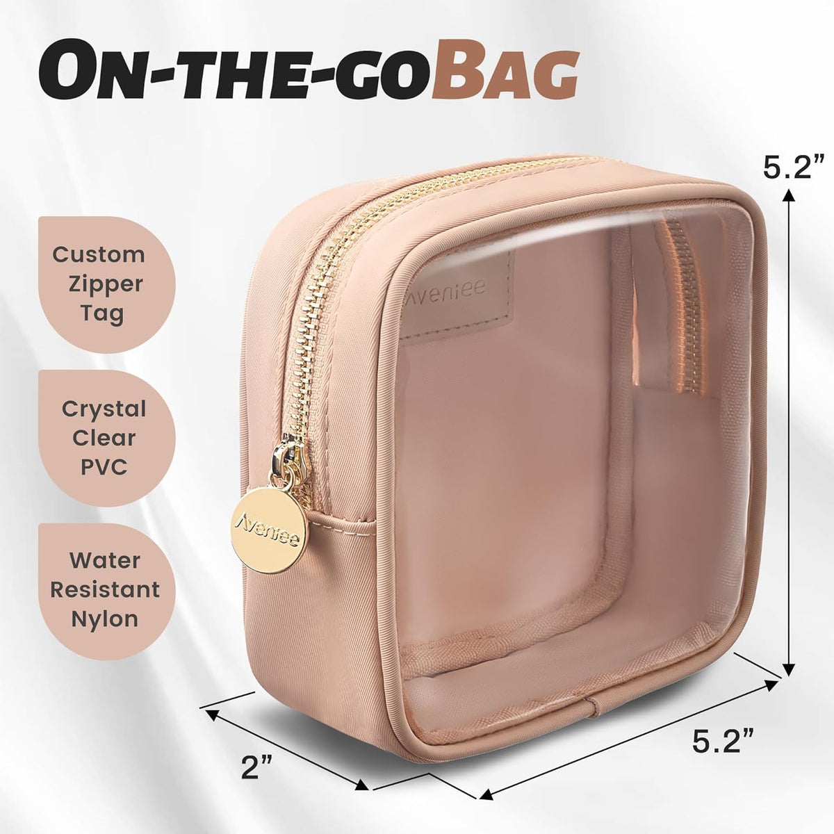 Small Waterproof Clear Makeup Bag for Travel and Purse Organizer