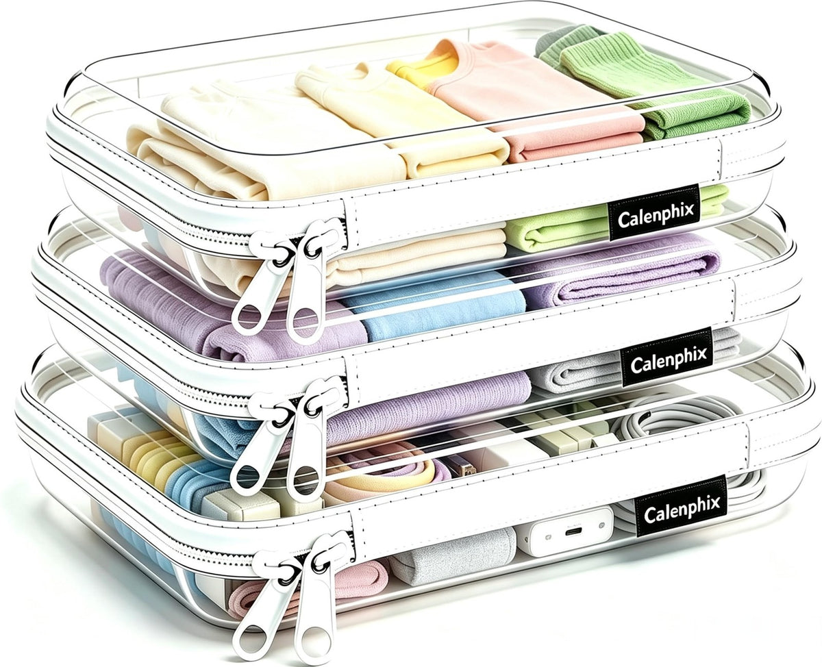 Clear Hard Shell Zipper Case Set – Portable Storage Pouch for Travel and Organization