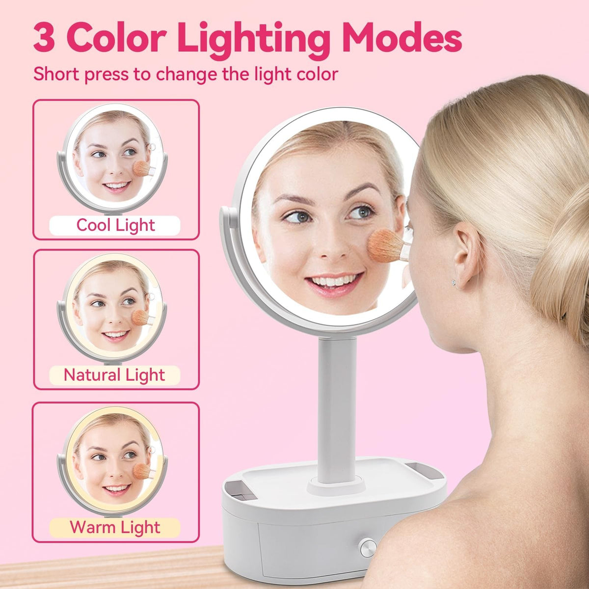 Lighted Makeup Mirror with Magnification - 80 LED Vanity Mirror with Dimmer & 10X Zoom