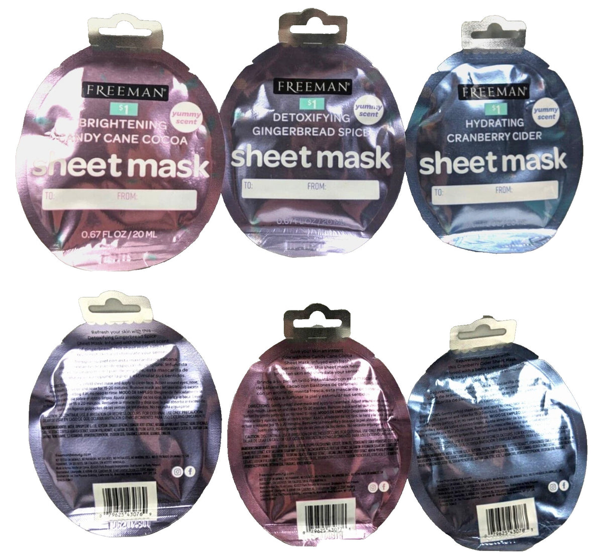 Freeman Brightening Candy Cane Cocoa Sheet Mask - 12 Pack