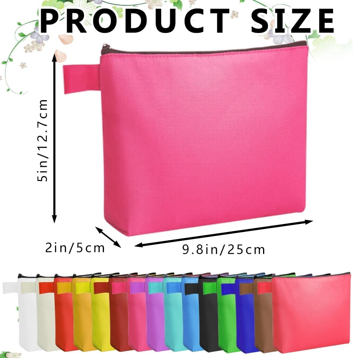 60 Pcs Canvas Makeup Bags Bulk Travel Cosmetic Organizer with Zipper