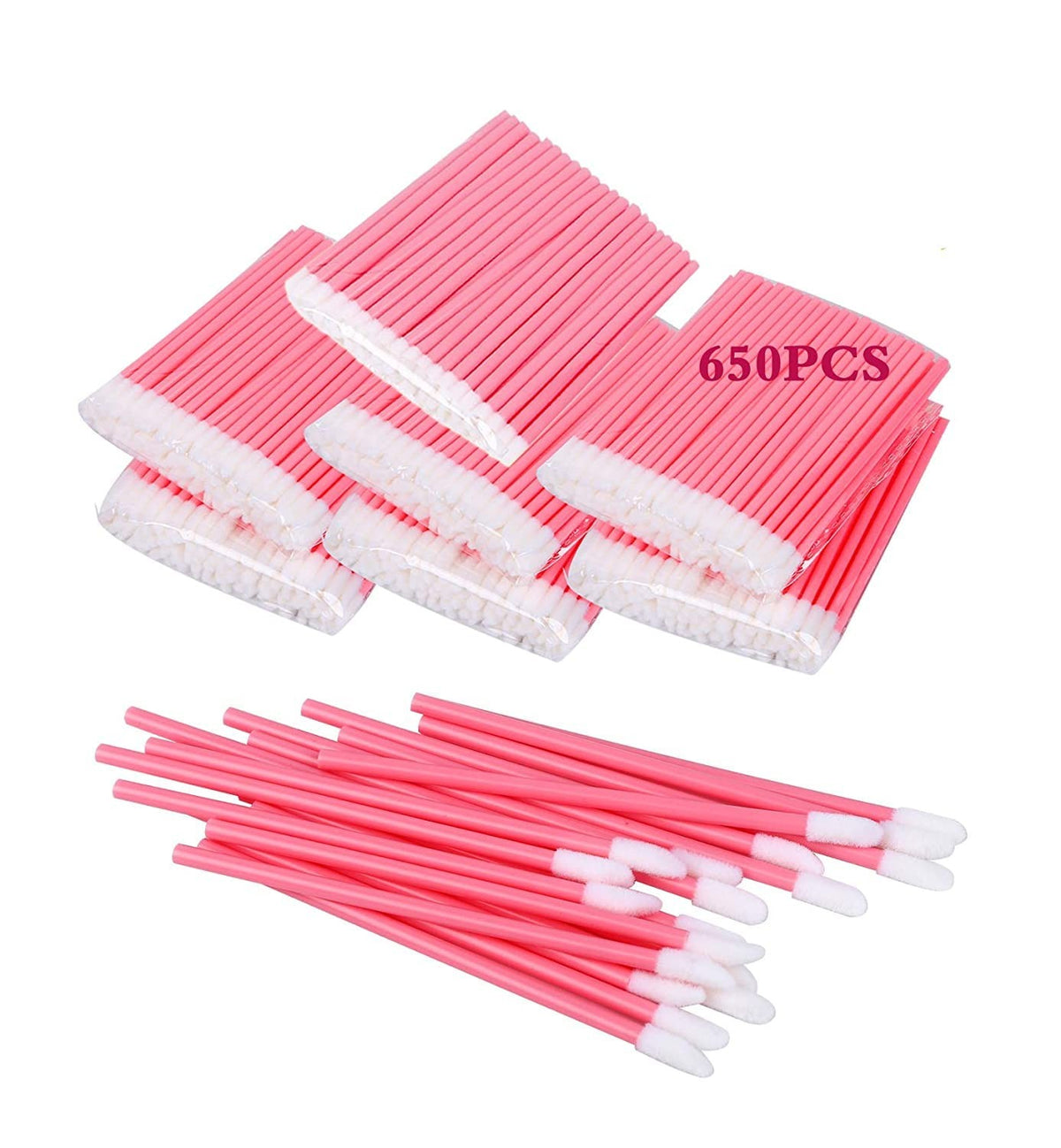 Disposable Lip Gloss Applicators Pink Makeup Brush Wands Kit 650PCS