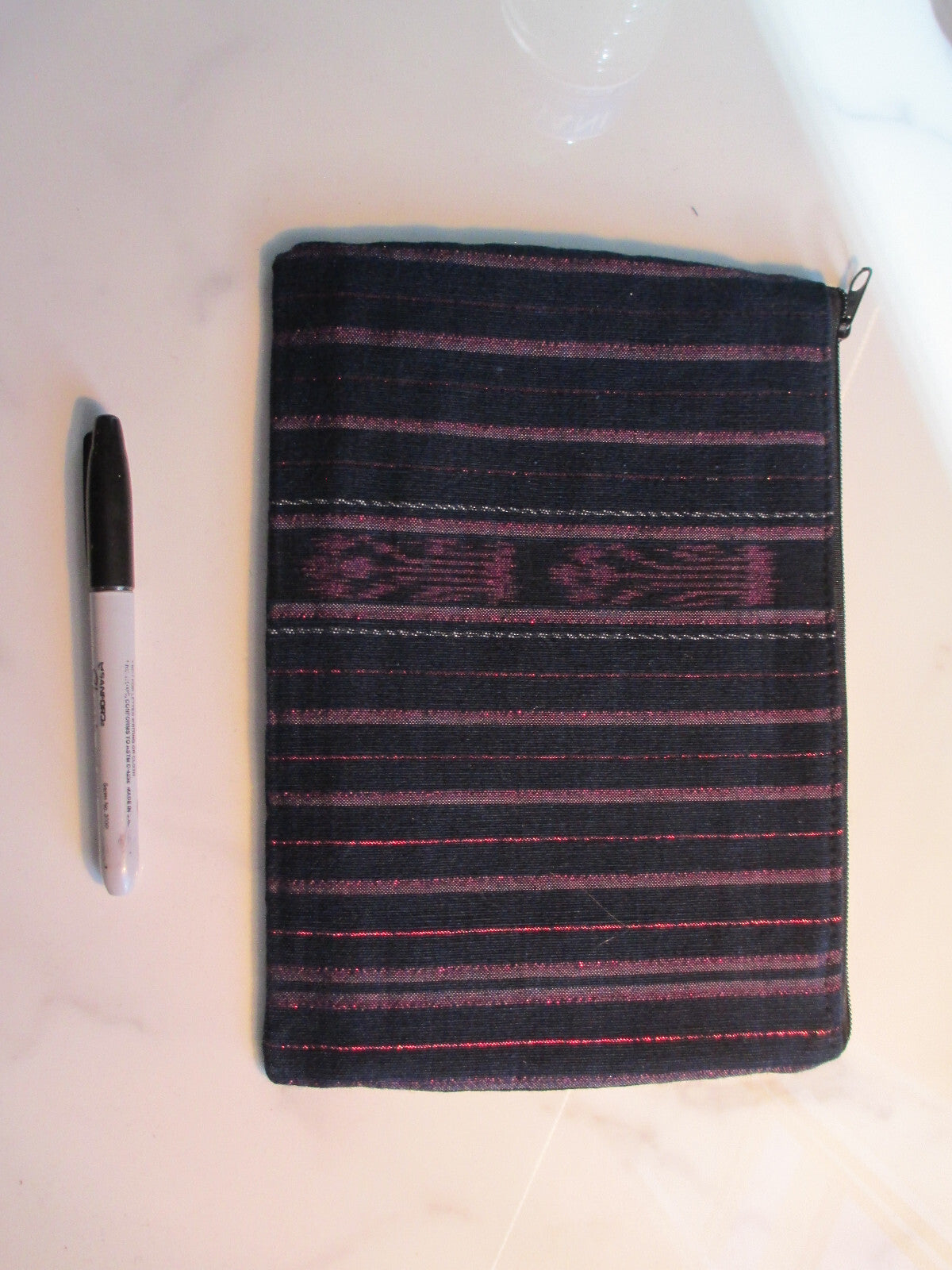 Guatemalan Handmade Huipil Wallet with Geometric Zipper Design