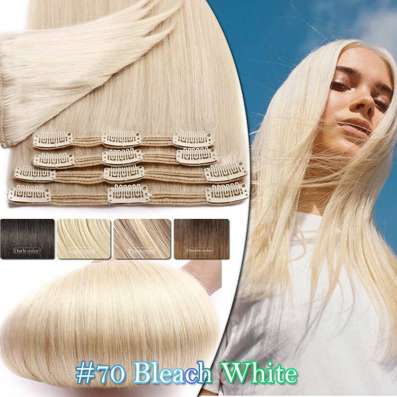 Thick Double Weft Clip-In Human Hair Extensions - Full Head Set