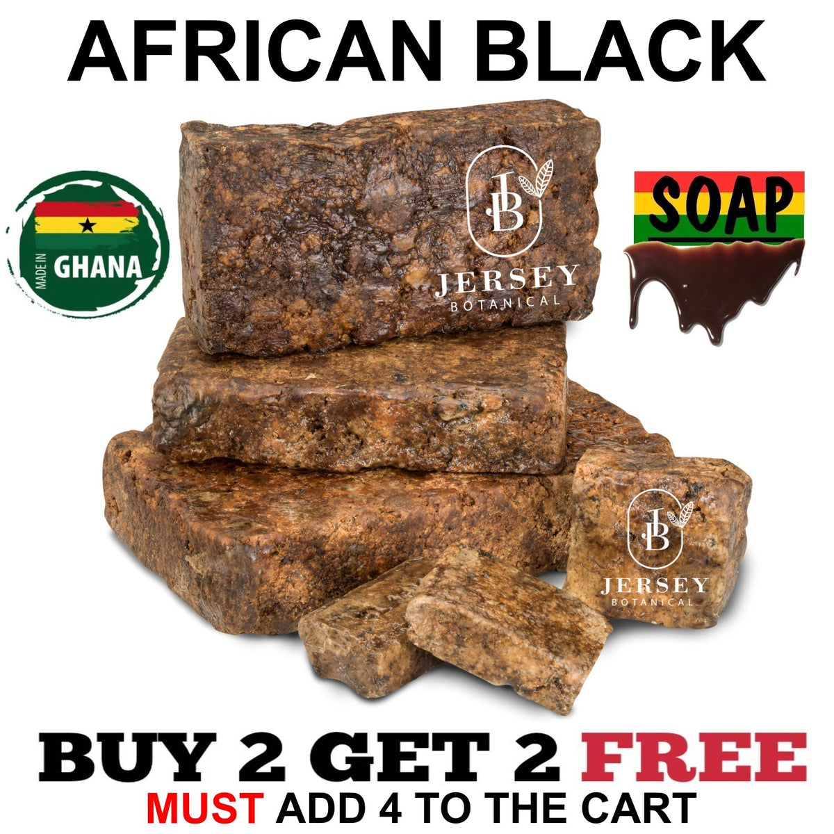 African Black Soap 8 oz Unrefined Organic Natural Skin Care Bar