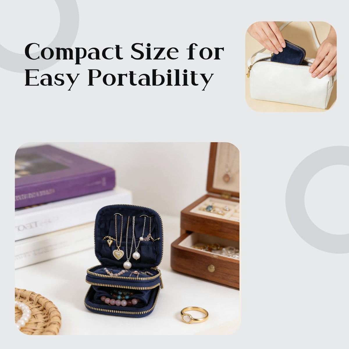Double-Layer Travel Jewelry Pouch Organizer for Blue - Compact & Secure