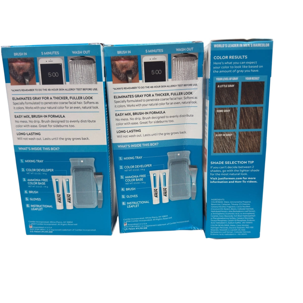 Beard Brush Set - Medium Brown, 3 Pack