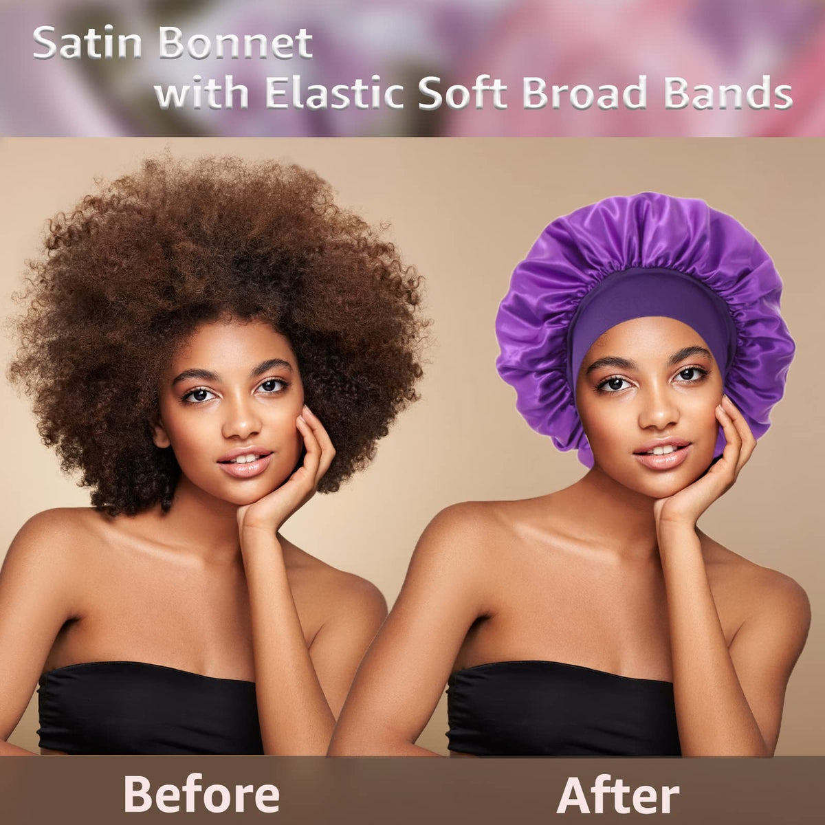 PHILIGHTS 3PCS Bonnets for Women, Satin Bonnet Hair One Size, Set C
