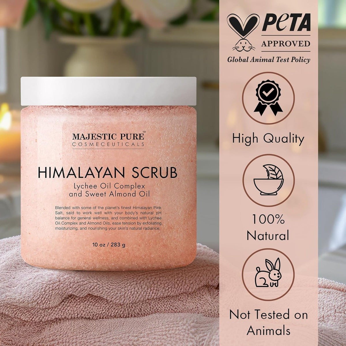 Himalayan Salt Body Scrub Lychee Oil Exfoliant 10 Oz Skin Brightening