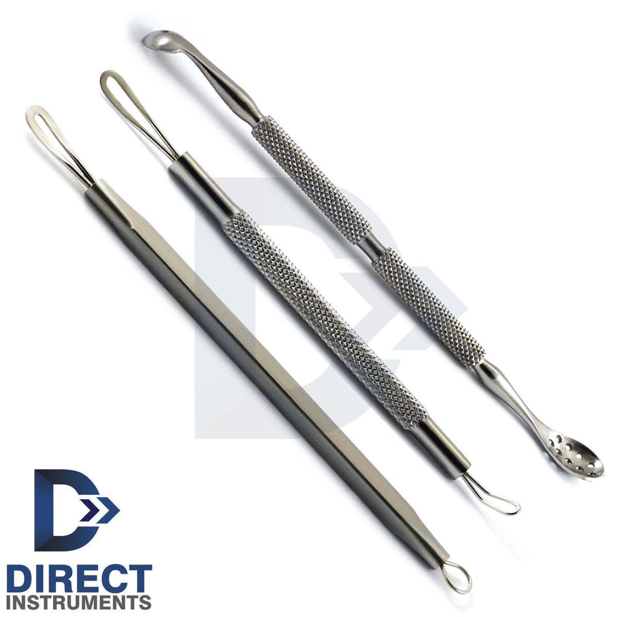 3Pcs Blackhead Comedone Extractor Set - Acne Pimple Blemish Facial Tools