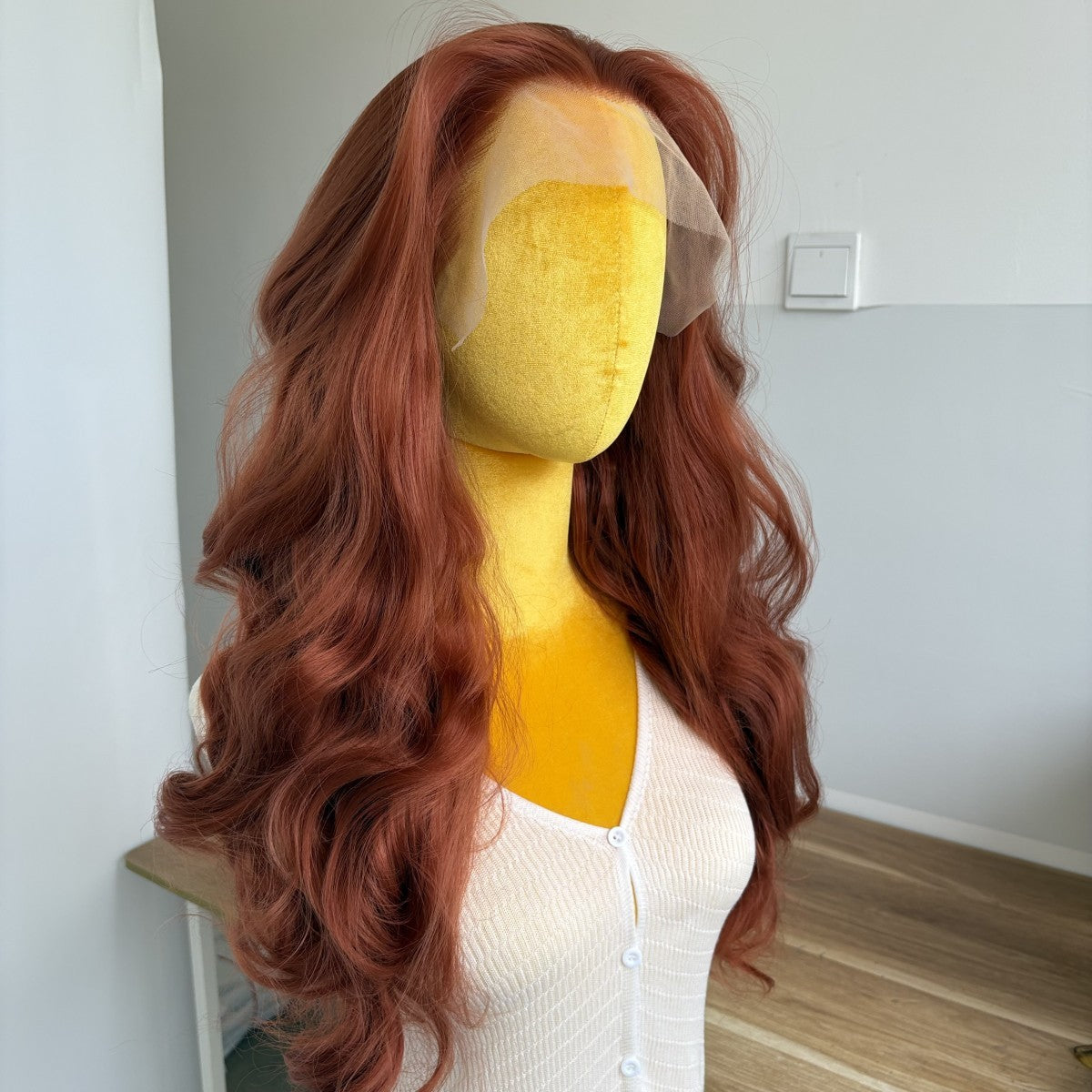 Long Wavy Copper Red 13x4 Lace Front Wigs Synthetic Heat-Resistant Hair