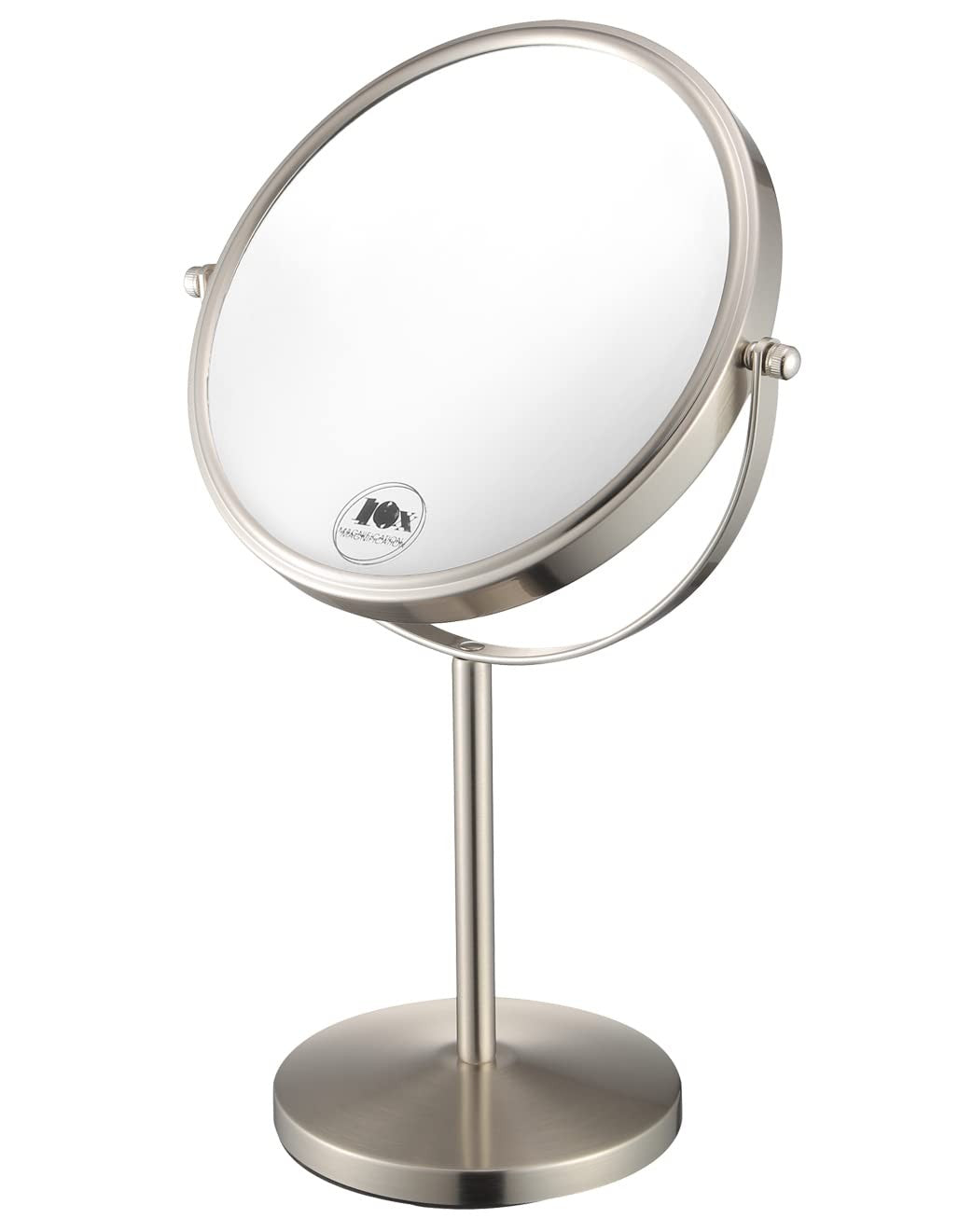 8 Inch Double-Sided Makeup Mirror with 1X/10X Magnification, Tabletop, Detachable Base