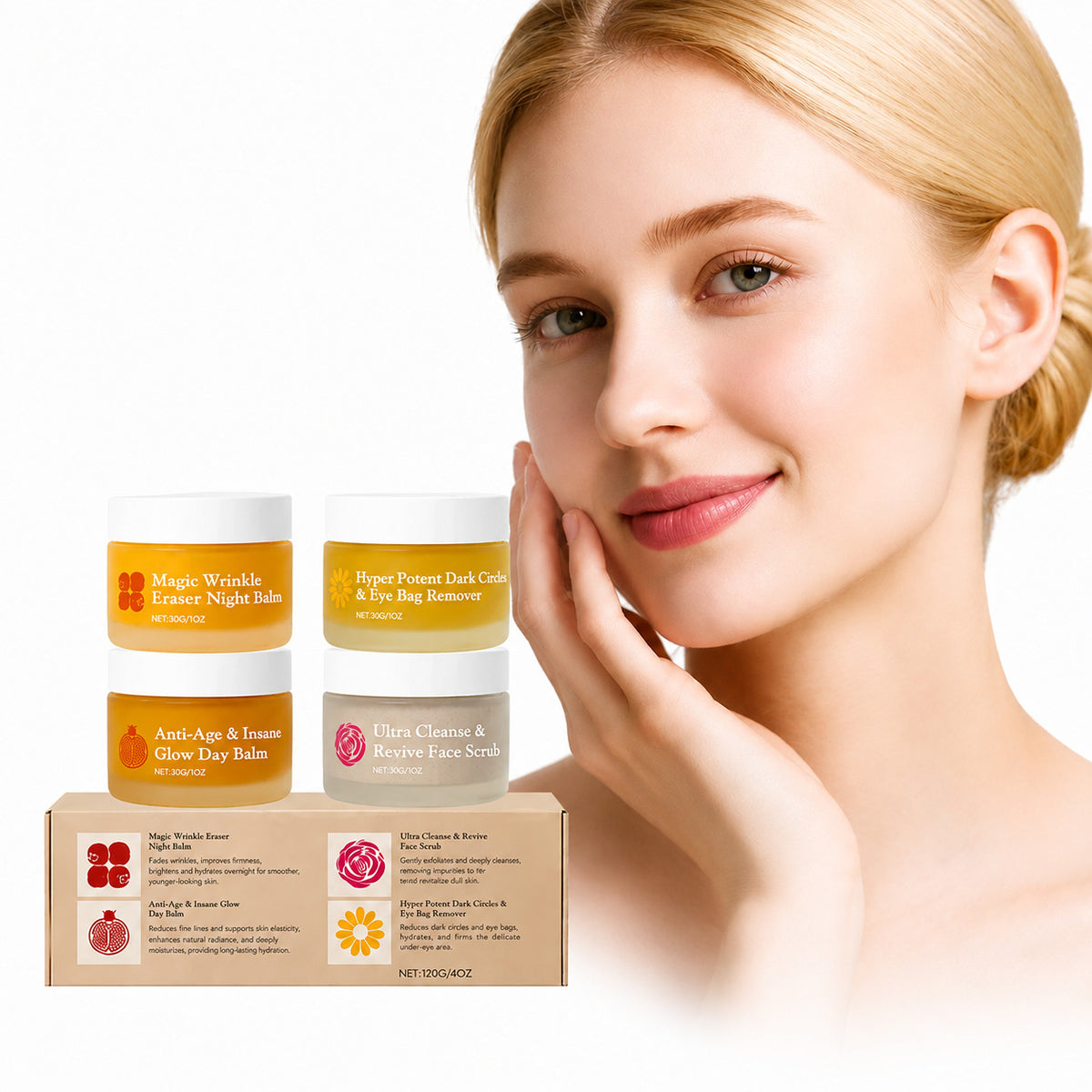 Mature Skin Face Balm System for Anti-Age & Wrinkle Care - Women