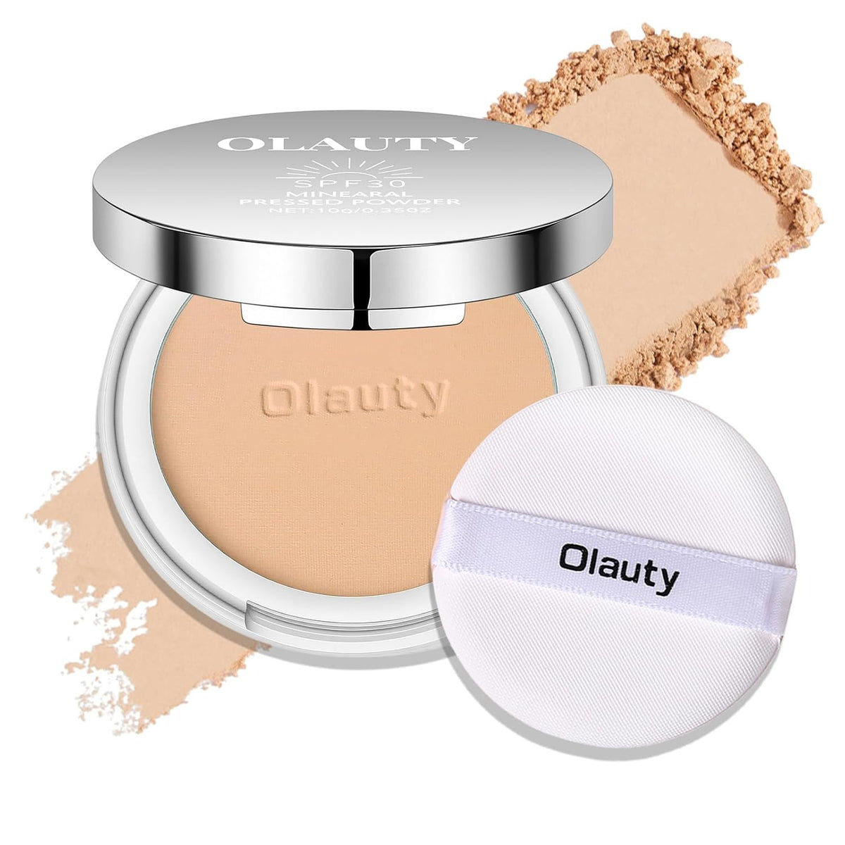 Mineral Powder Foundation with SPF 30, 4-in-1 Sun Protection Face Powder - Light to Medium Coverage