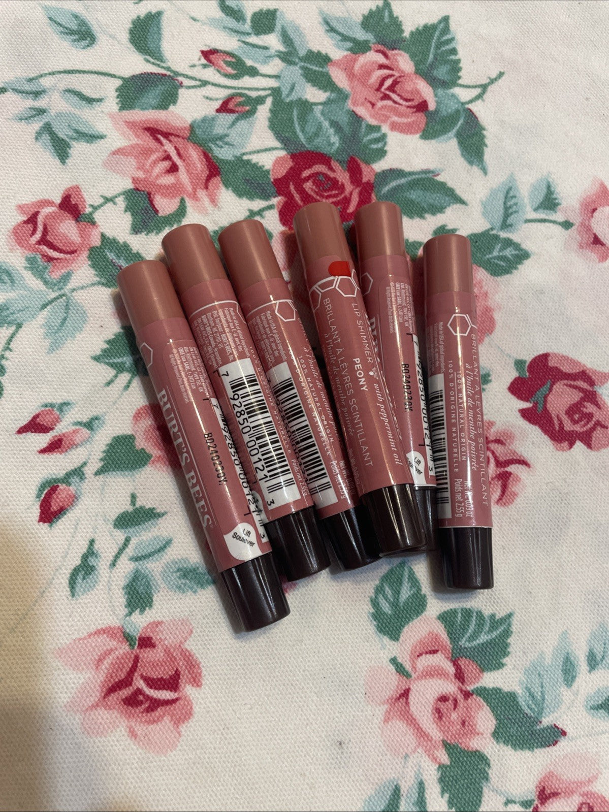 Burt's Bees Lip Shimmer Peony 0.09 Oz Natural Lip Balm with Peppermint Oil