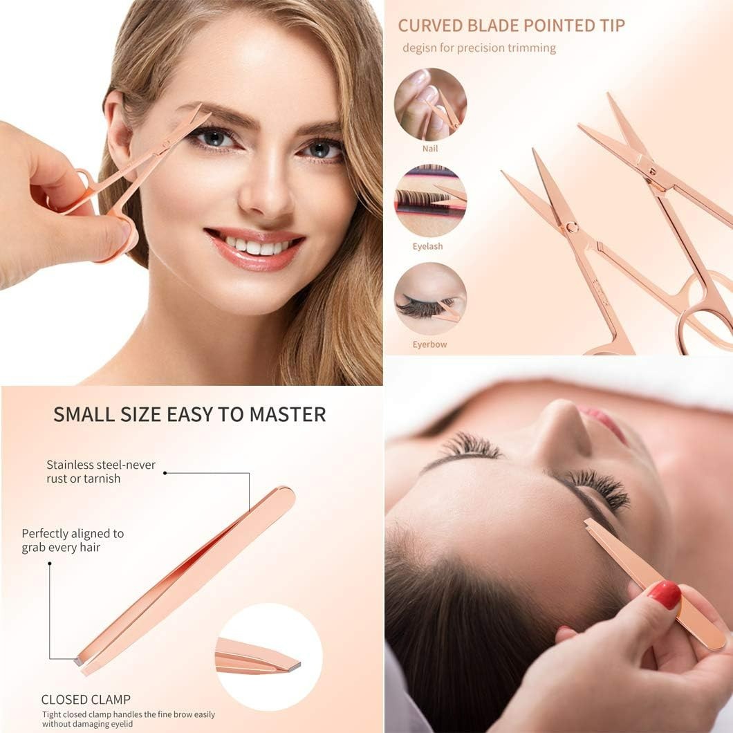 5-Piece Stainless Steel Eyelash & Eyebrow Grooming Kit for Women