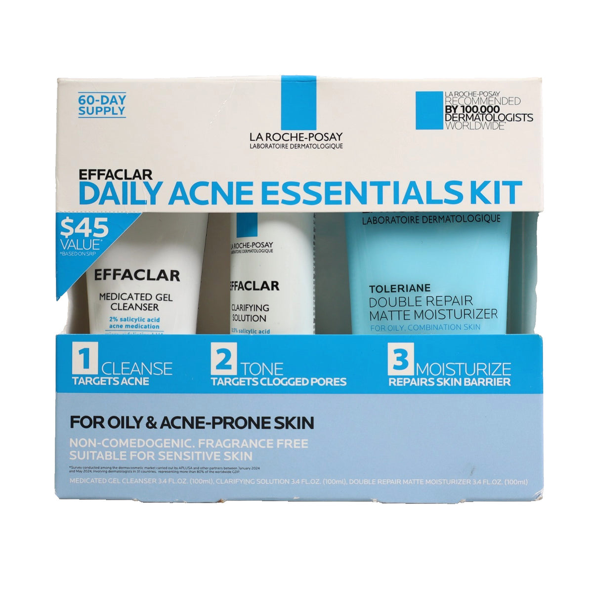 La Roche-Posay Effaclar Acne Treatment Kit 3 Count - Daily Facial Skincare