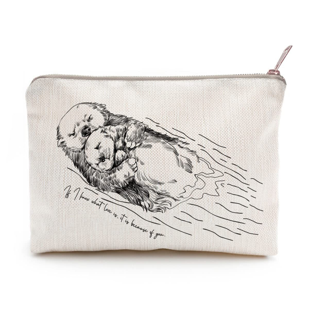 Otter Makeup Case Travel Organizer Beige Linen Compact Storage