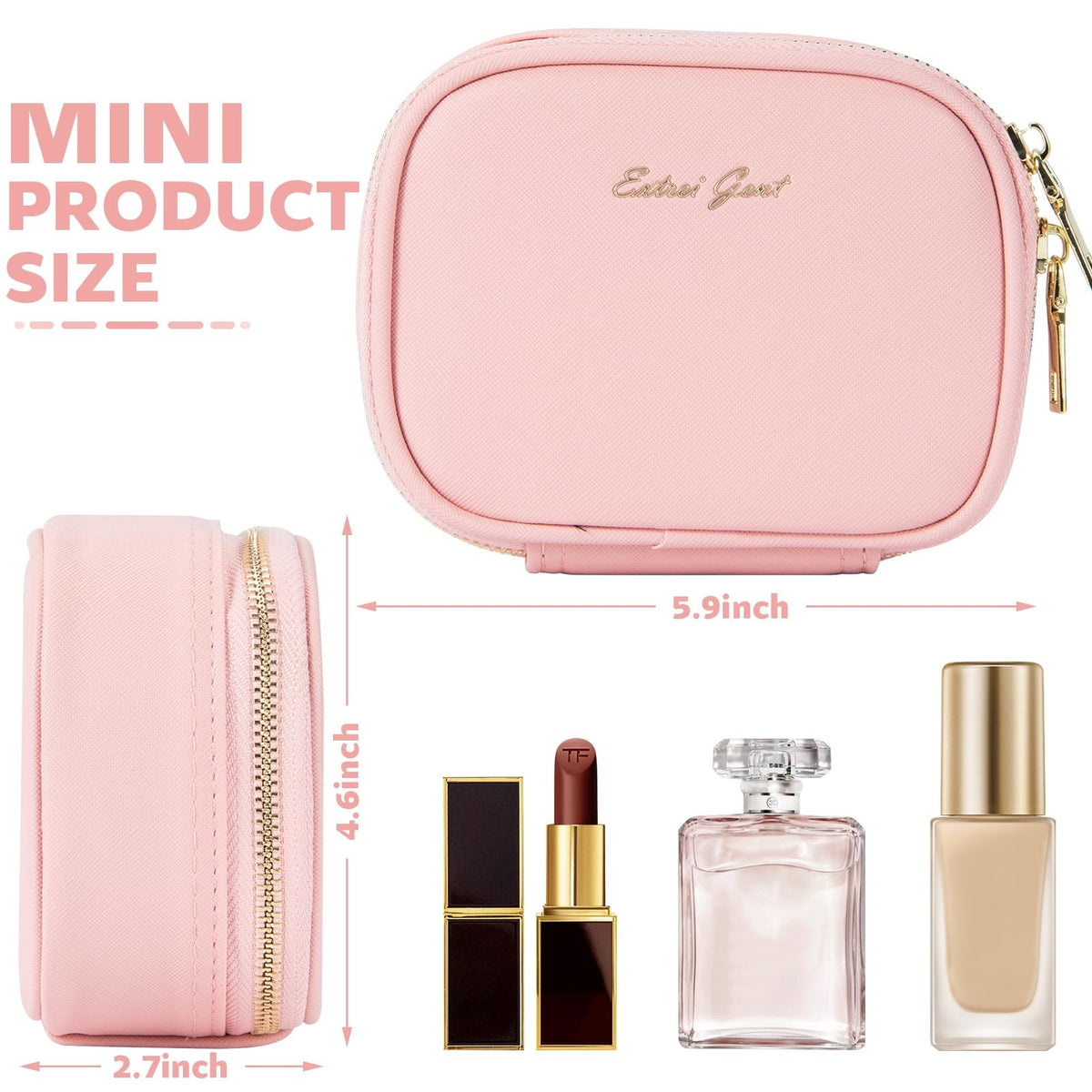 Mini Makeup Bag with LED Mirror Portable Travel Cosmetic Organizer