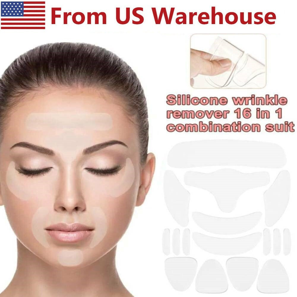16PCS Reusable Silicone Anti-Wrinkle Face & Eye Pads - Skin Care Patches