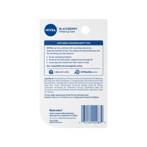 Nivea Blackberry Tinted Lip Balm Pack of 5 - Nourishing Lip Care with Shea Butter
