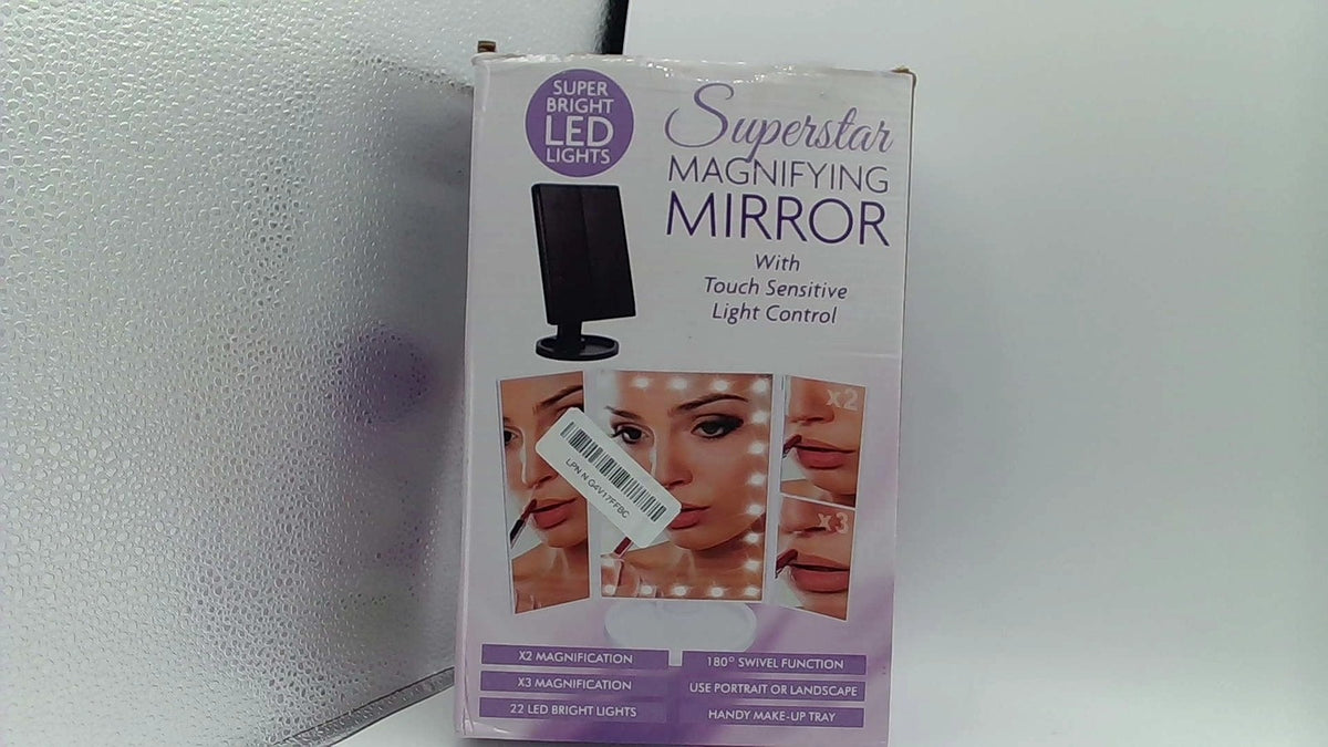 Magnifying Mirror with Touch Sensitive Light and LED Illumination - White
