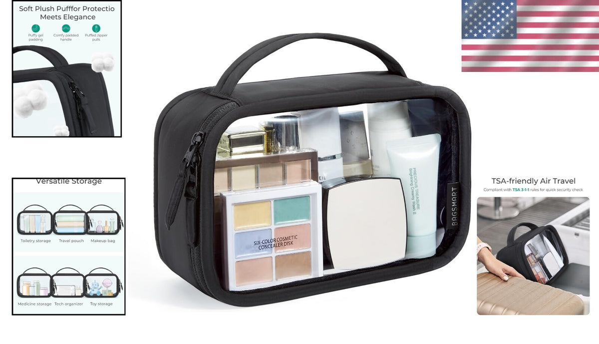 Water-Resistant TSA Makeup and Toiletry Bag with Clear PVC Panel