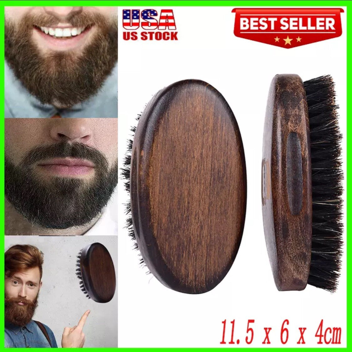 Men's Boar Hair Beard Brush - Soft Bristle Mustache Grooming & Styling