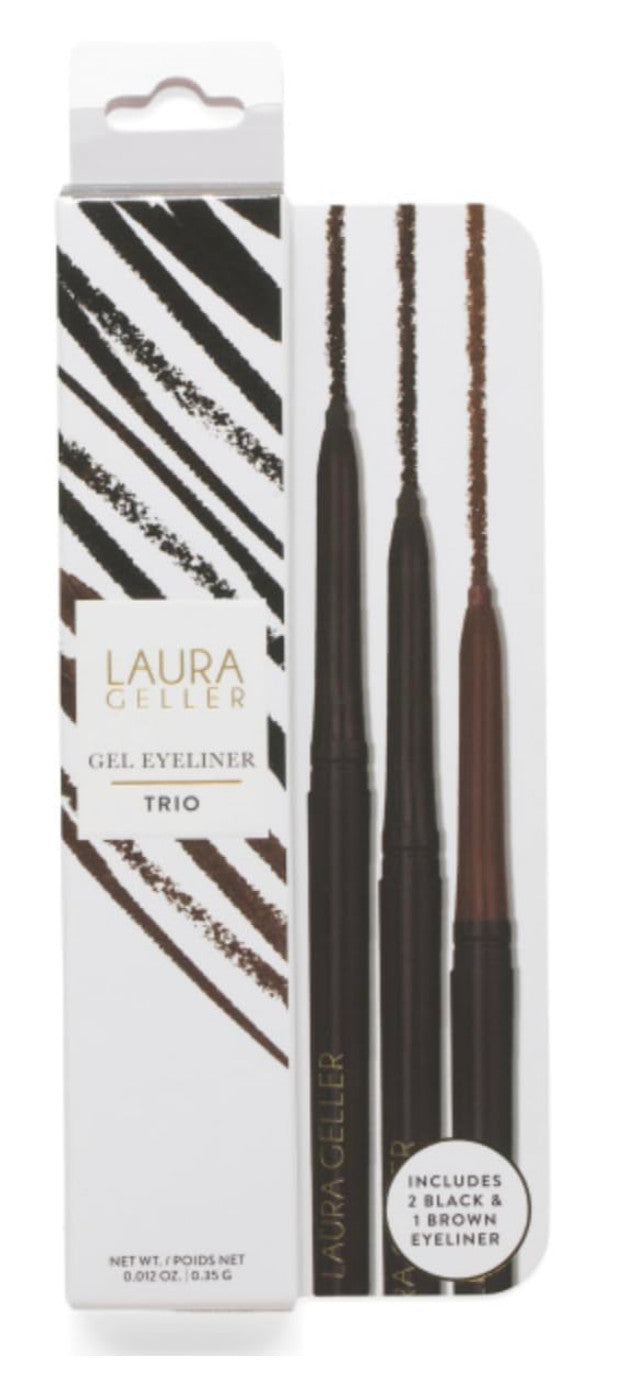Gel Eyeliner Set - 2 Black & 1 Brown, Long-Lasting, Smudge-Proof, 0.012 oz