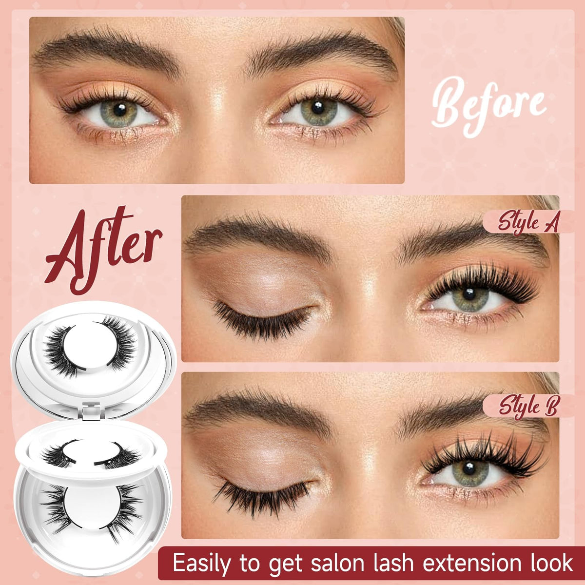 Magnetic Eyelashes Kit with Applicator - Reusable False Lashes, Natural Look