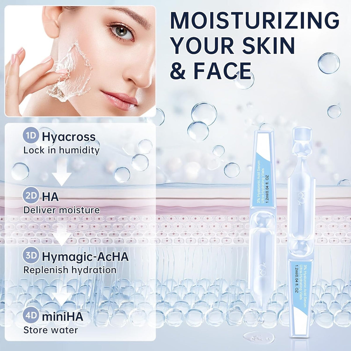 30pcs Hyaluronic Acid Serum Vials - Deep Hydration & Firming Skin Care