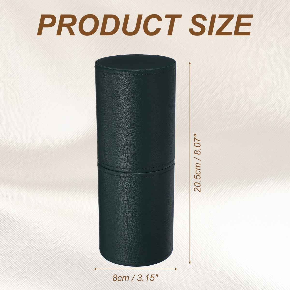 8.07-Inch Portable Makeup Brush Holder Waterproof PU Leather Organizer Dark Green
