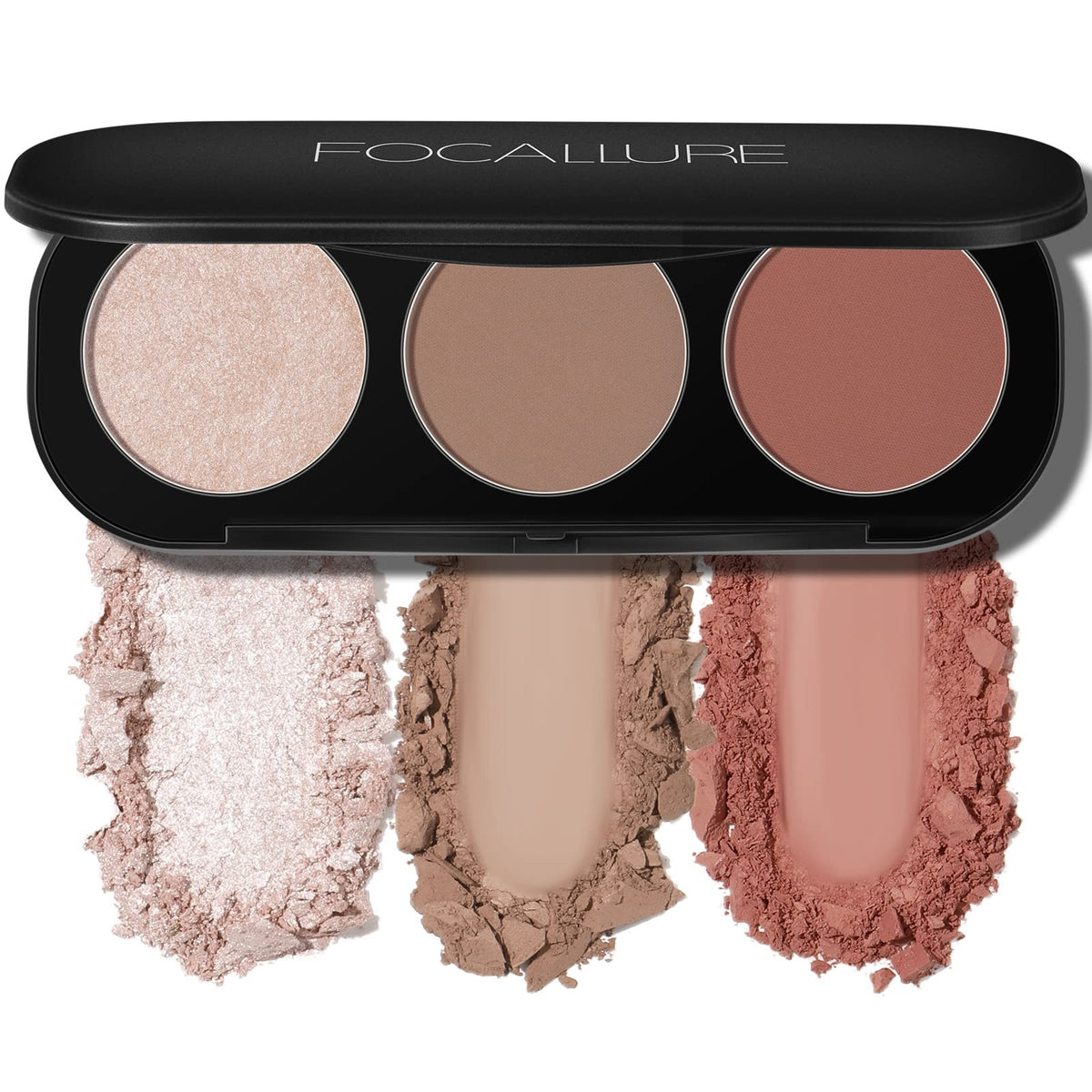 3-in-1 Blush and Highlighter Palette Waterproof Long-Lasting Face Makeup